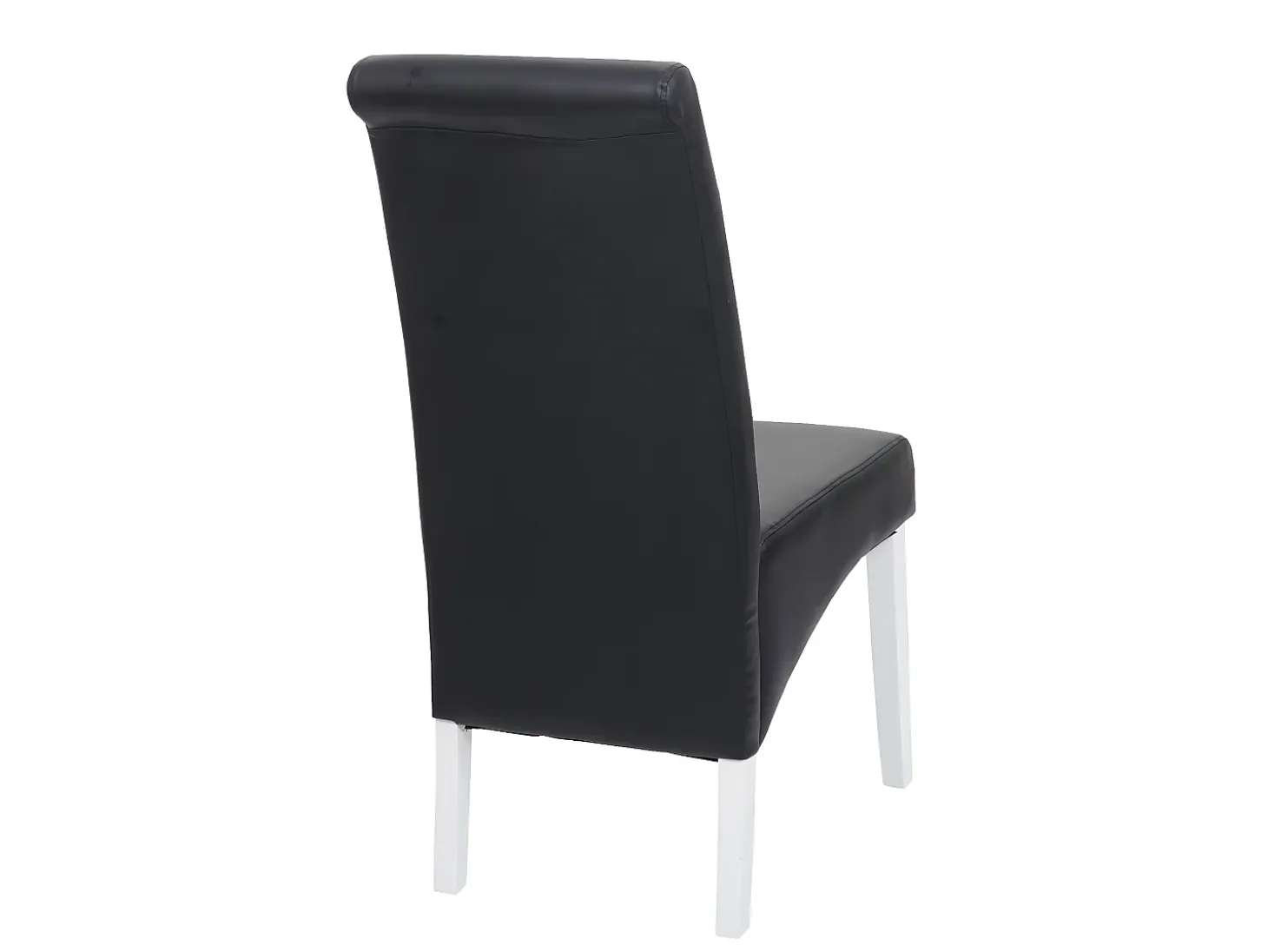 Silla de comedor Cesena (set de 2), cuero, negro, pies blancos