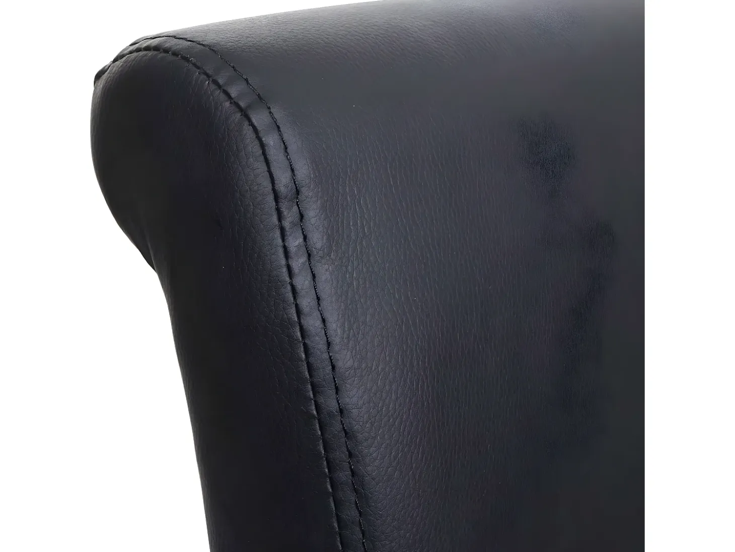 Silla de comedor Cesena (set de 2), cuero, negro, pies blancos