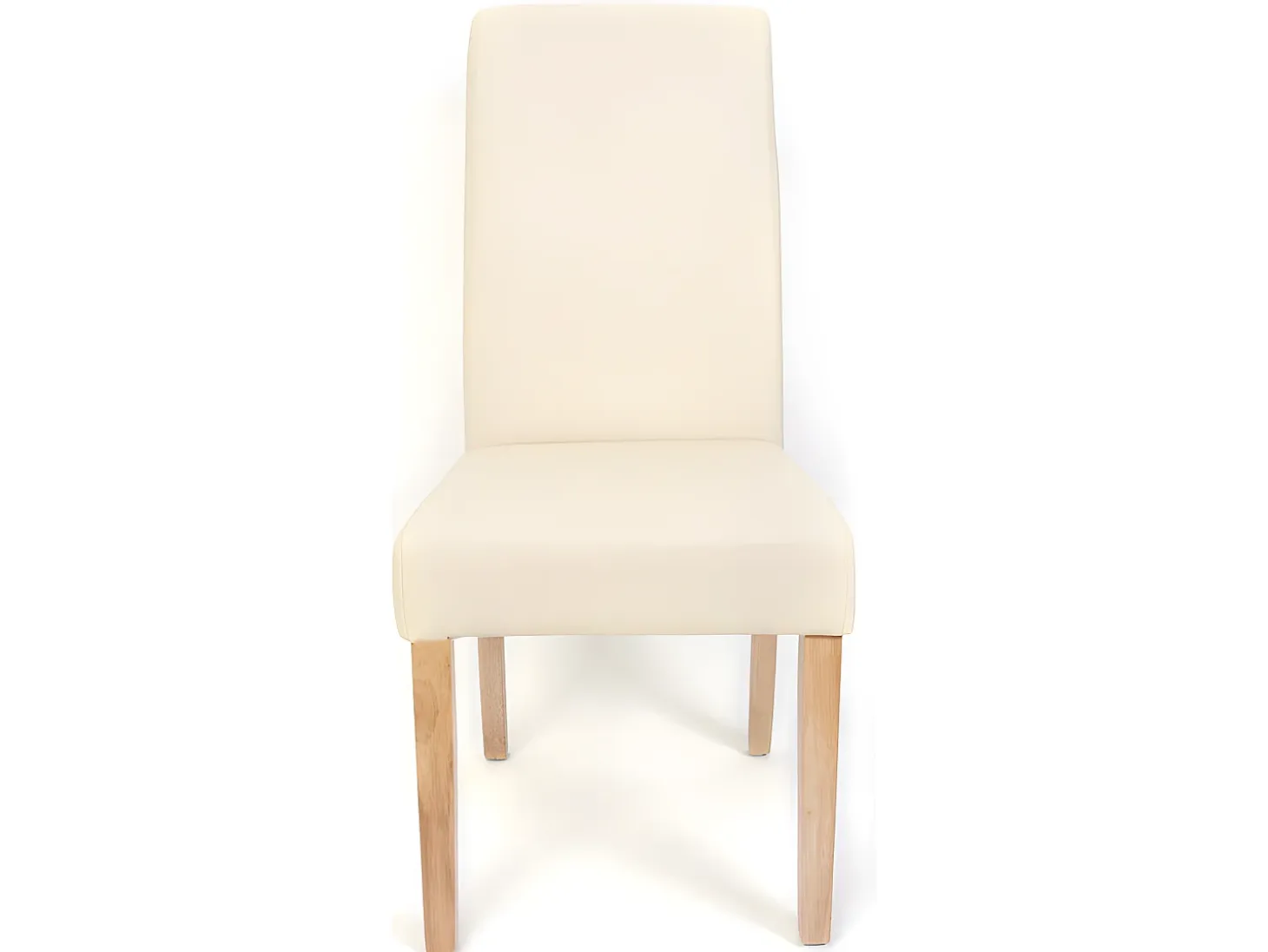 Silla de comedor Cesena (set de 2), polipiel mate, color crema, patas claras
