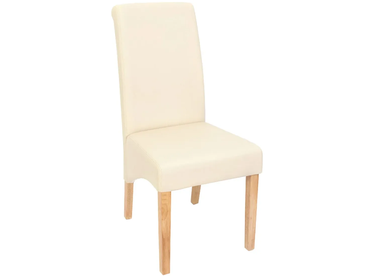 Silla de comedor Cesena (set de 2), polipiel mate, color crema, patas claras