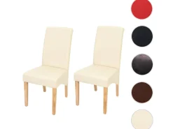 Silla de comedor Cesena (set de 2), polipiel mate, color crema, patas claras