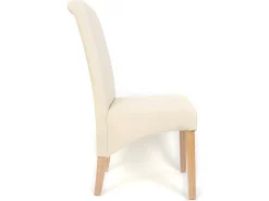 Silla de comedor Cesena (set de 2), polipiel mate, color crema, patas claras