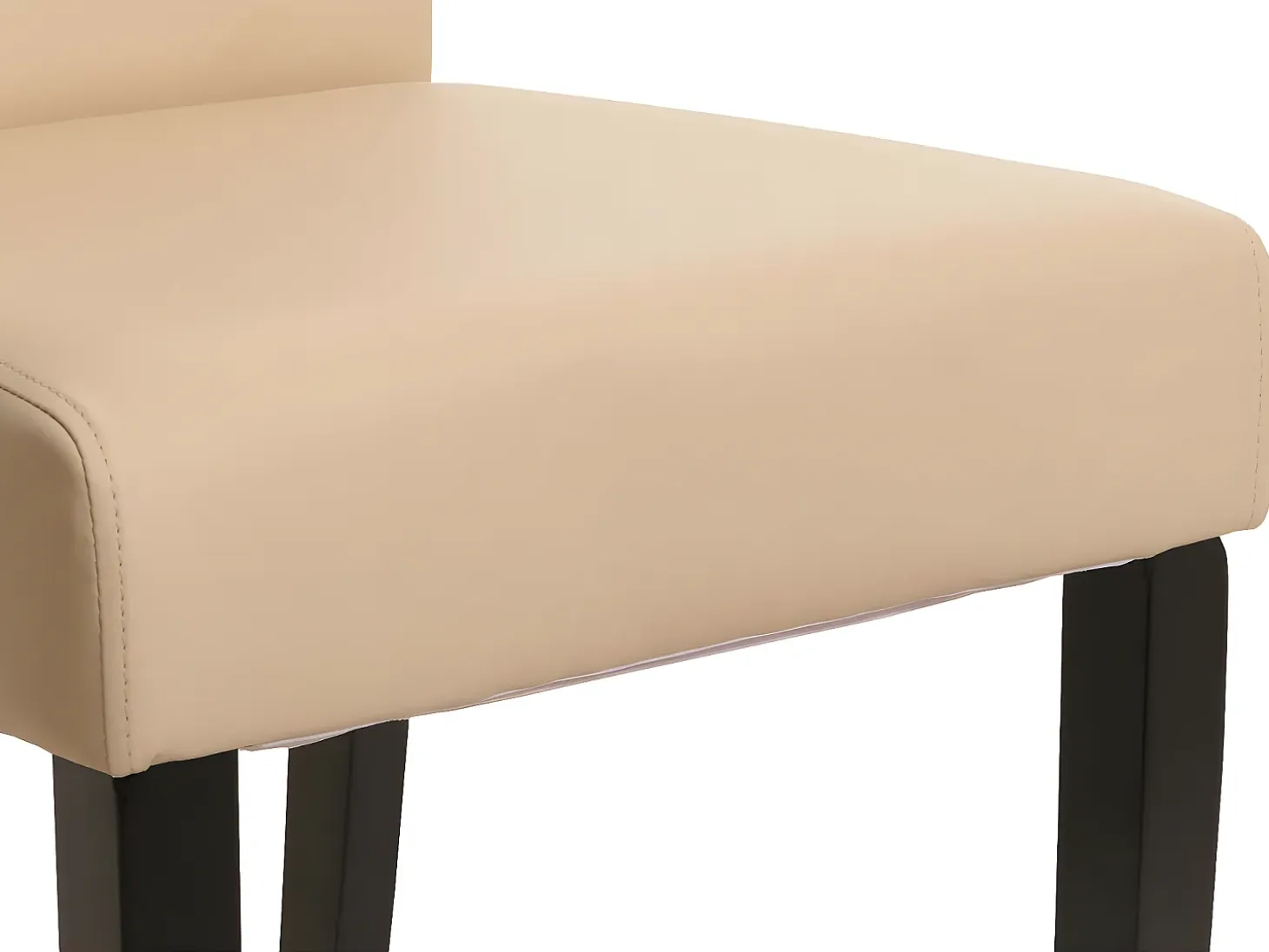 Silla de comedor Cesena (set de 2), Piel, crema, patas oscuras