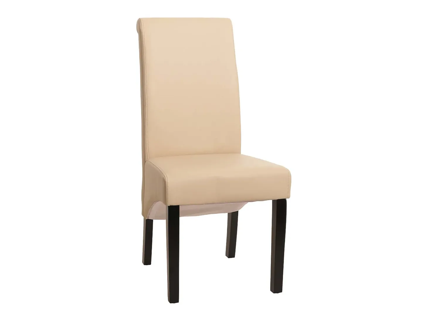 Silla de comedor Cesena (set de 2), Piel, crema, patas oscuras
