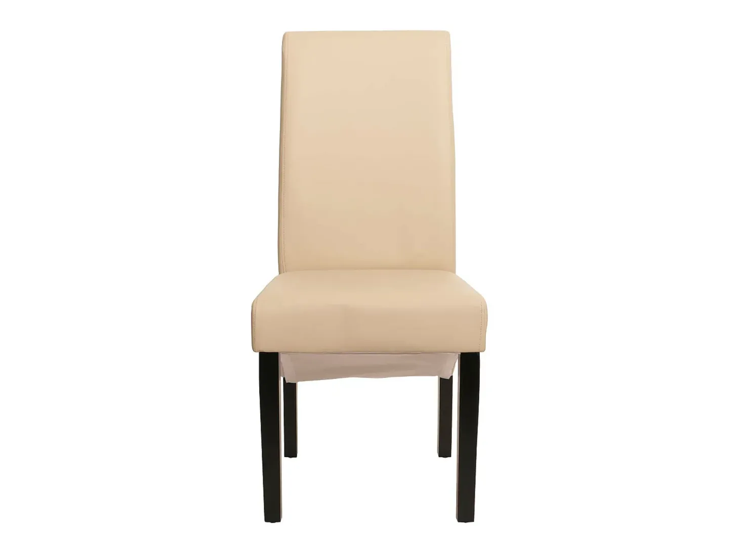Silla de comedor Cesena (set de 2), Piel, crema, patas oscuras