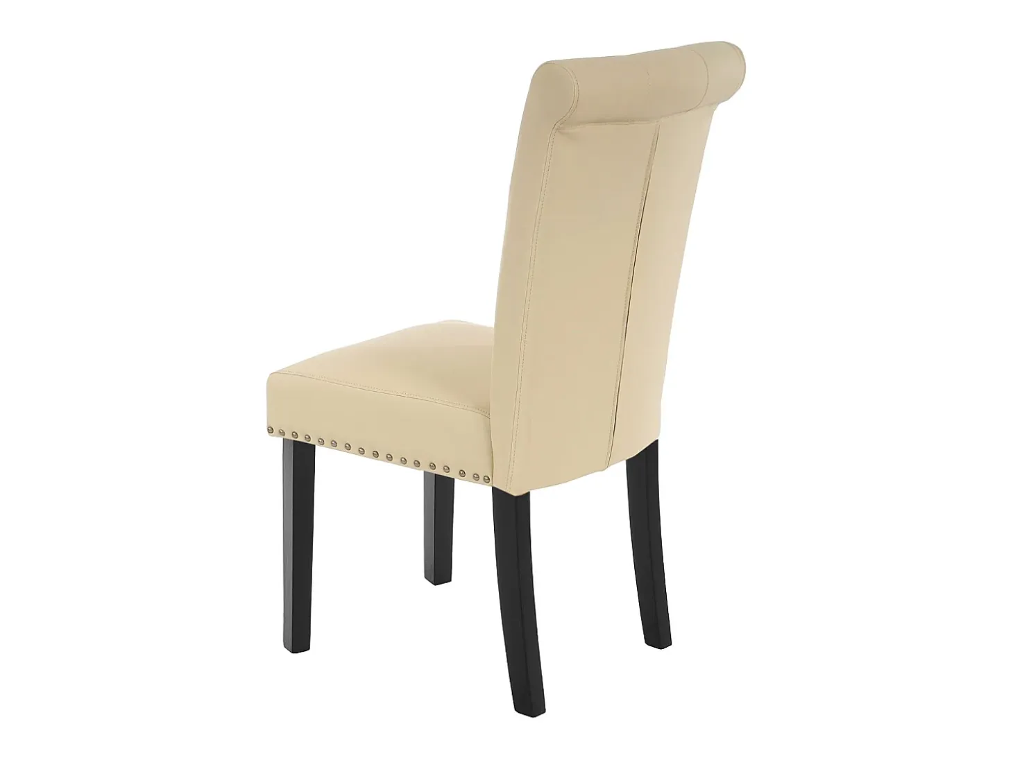 Silla de comedor Chesterfield II (juego de 6), polipiel, crema, patas oscuras