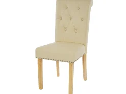 Silla de comedor Chesterfield II (set de 2), Piel sintética, Crema, Patas Ligeras