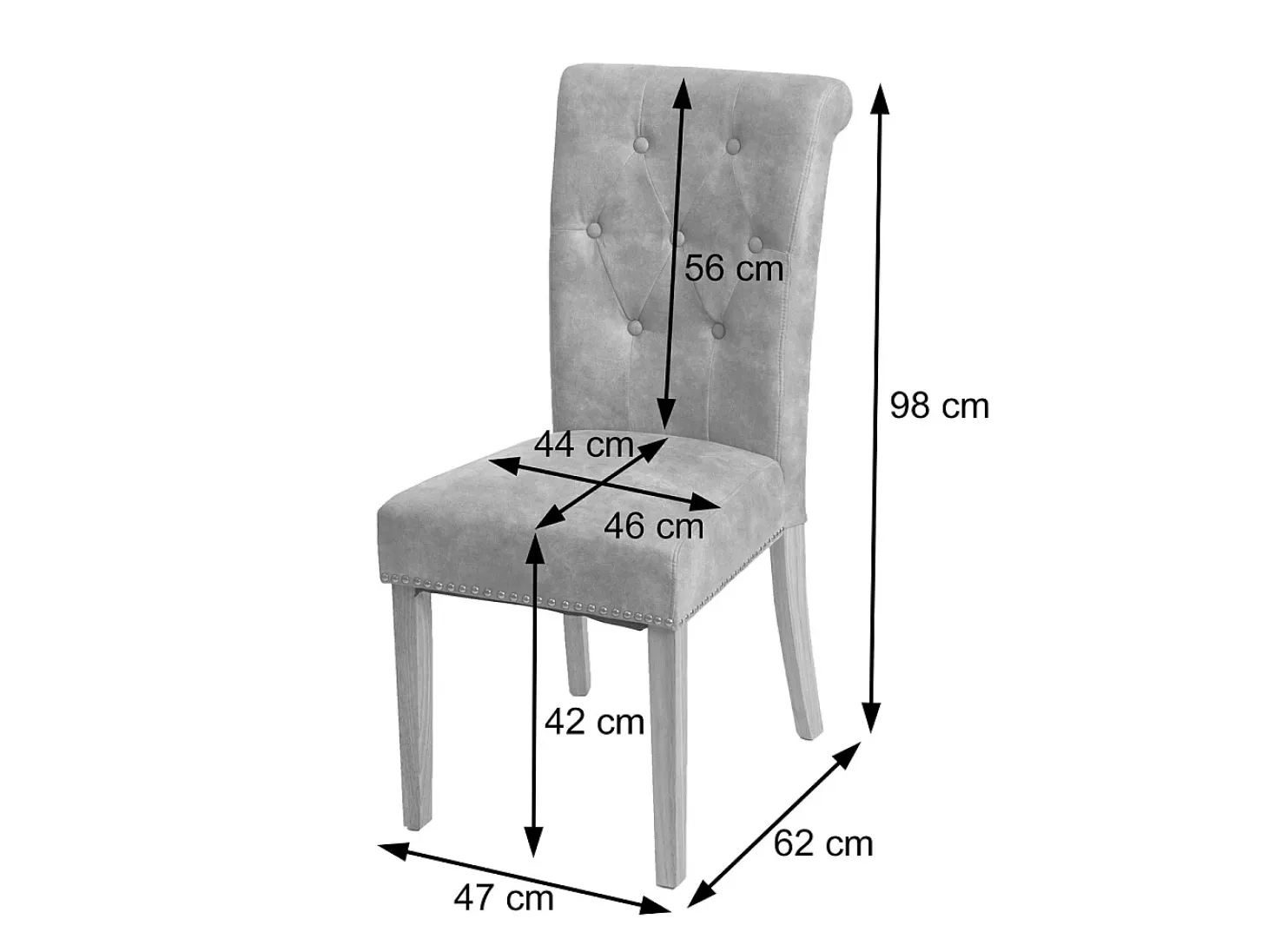 Silla de comedor Chesterfield II (set de 2), imitación de cuero, café, patas ligeras