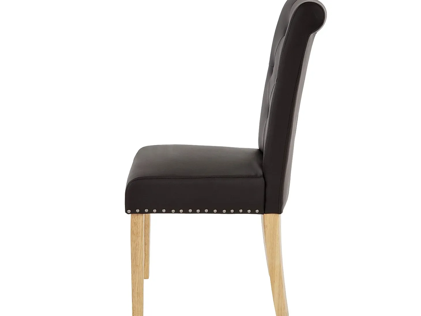 Silla de comedor Chesterfield II (set de 2), imitación de cuero, café, patas ligeras