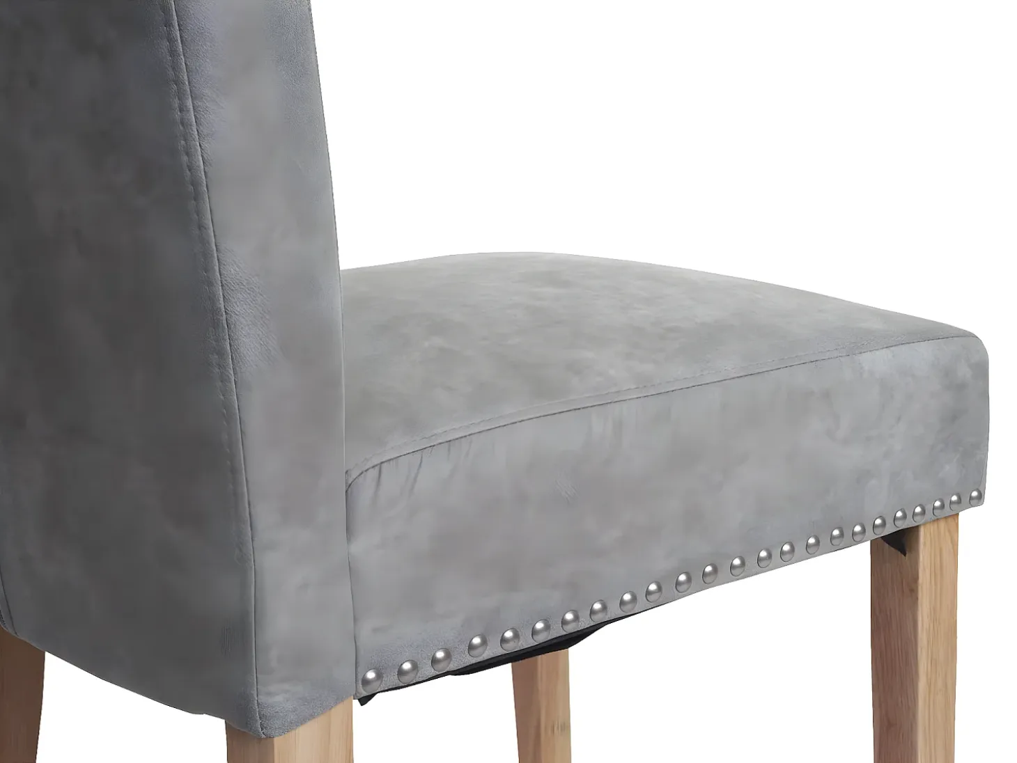Silla de comedor Chesterfield II (set de 2), tela/textil gris claro, patas claras