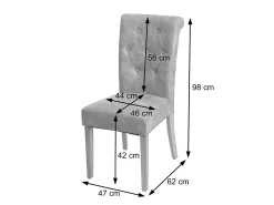 Silla de comedor Chesterfield II (set de 2), tela/textil gris claro, patas claras