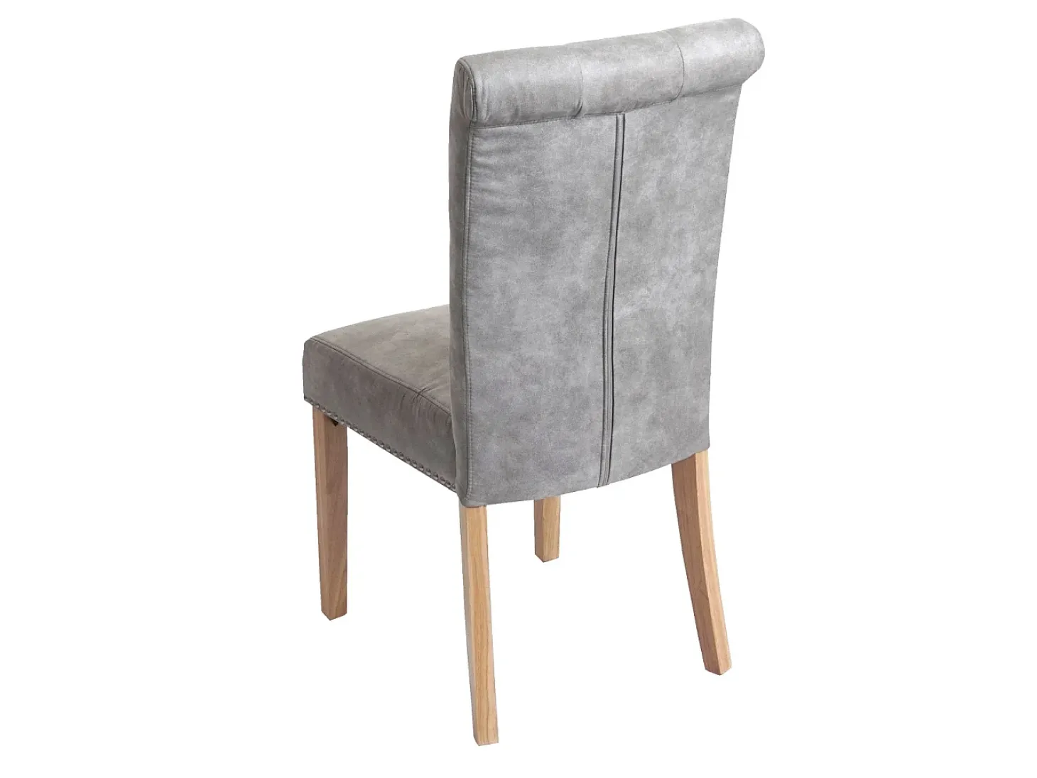 Silla de comedor Chesterfield II (set de 2), tela/textil gris claro, patas claras