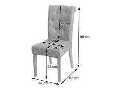 Silla de comedor Chesterfield II (juego de 6), tela/textil gris claro, patas claras