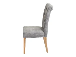 Silla de comedor Chesterfield II (juego de 6), tela/textil gris claro, patas claras