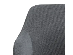 Silla de comedor Clara con reposabrazos tela gris.