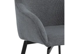 Silla de comedor Clara con reposabrazos tela gris.