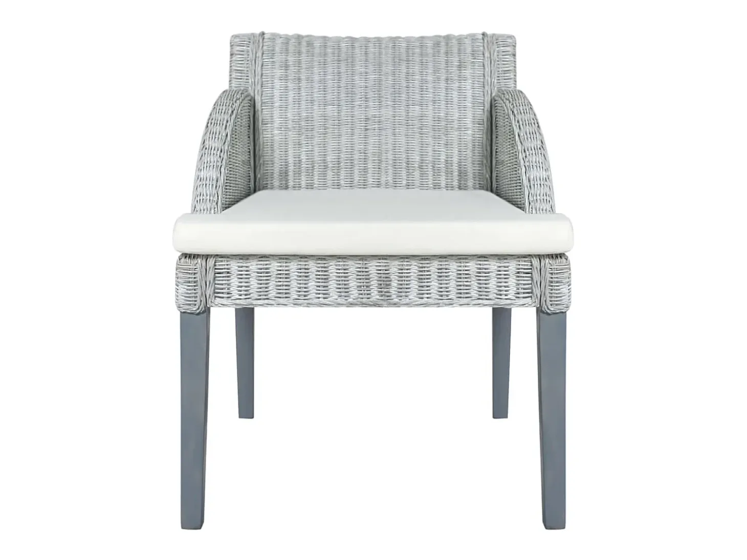 Silla de comedor con cojín ratán natural gris ES485584