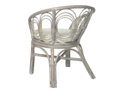 Silla de comedor con cojín ratán natural gris y lino ES851821