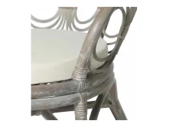 Silla de comedor con cojín gris Ratán natural y lino