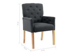 Silla de comedor con reposabrazos tela gris