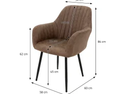 Silla de comedor con respaldo y respaldo. reposabrazos Juego de 2 Piel sintética marrón con