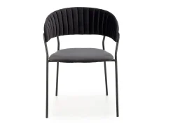 Silla de comedor contemporánea de terciopelo negro con estructura de metal DAGAN