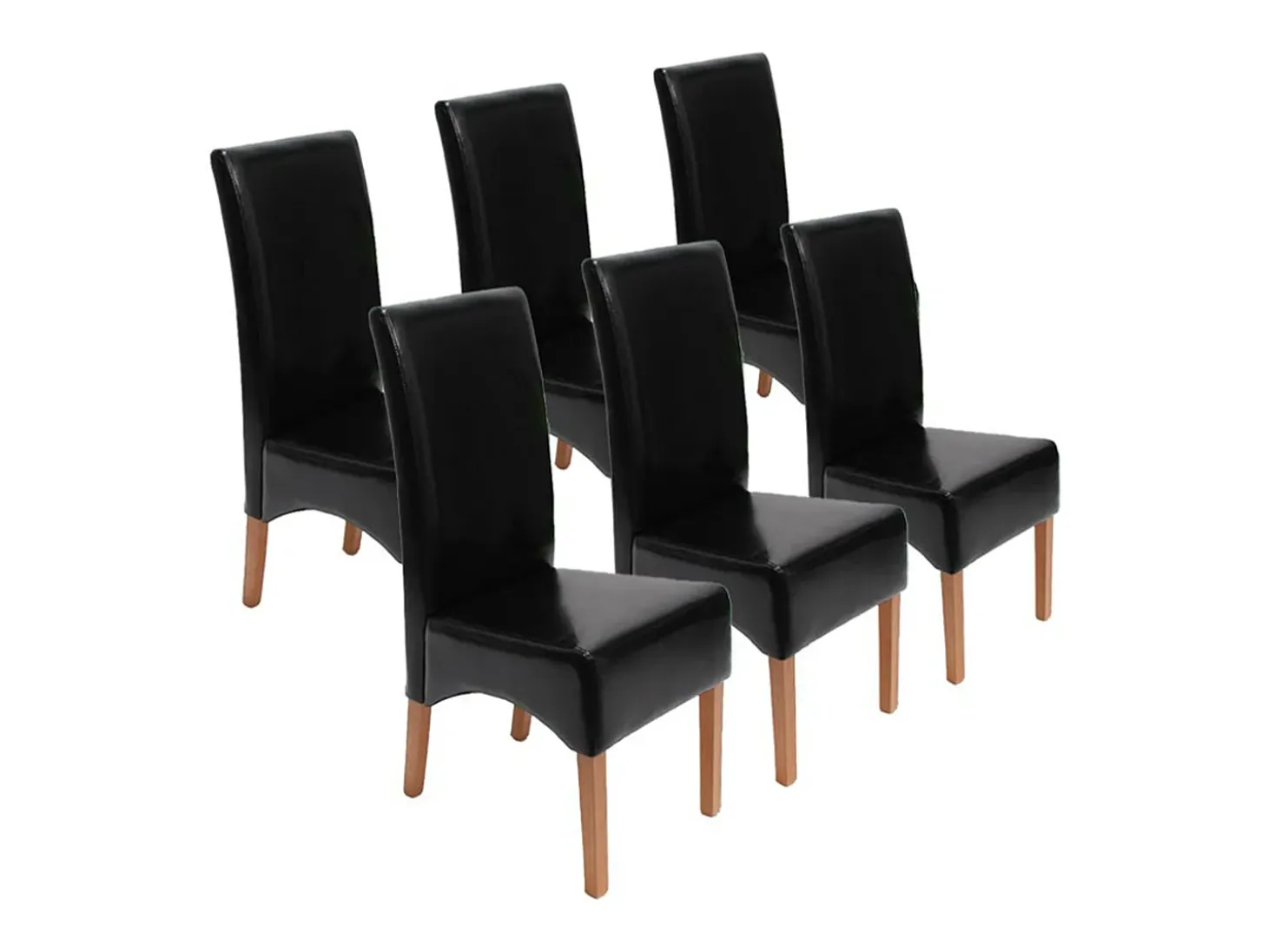 Silla de comedor Crotone (set de 6), negro, patas claras