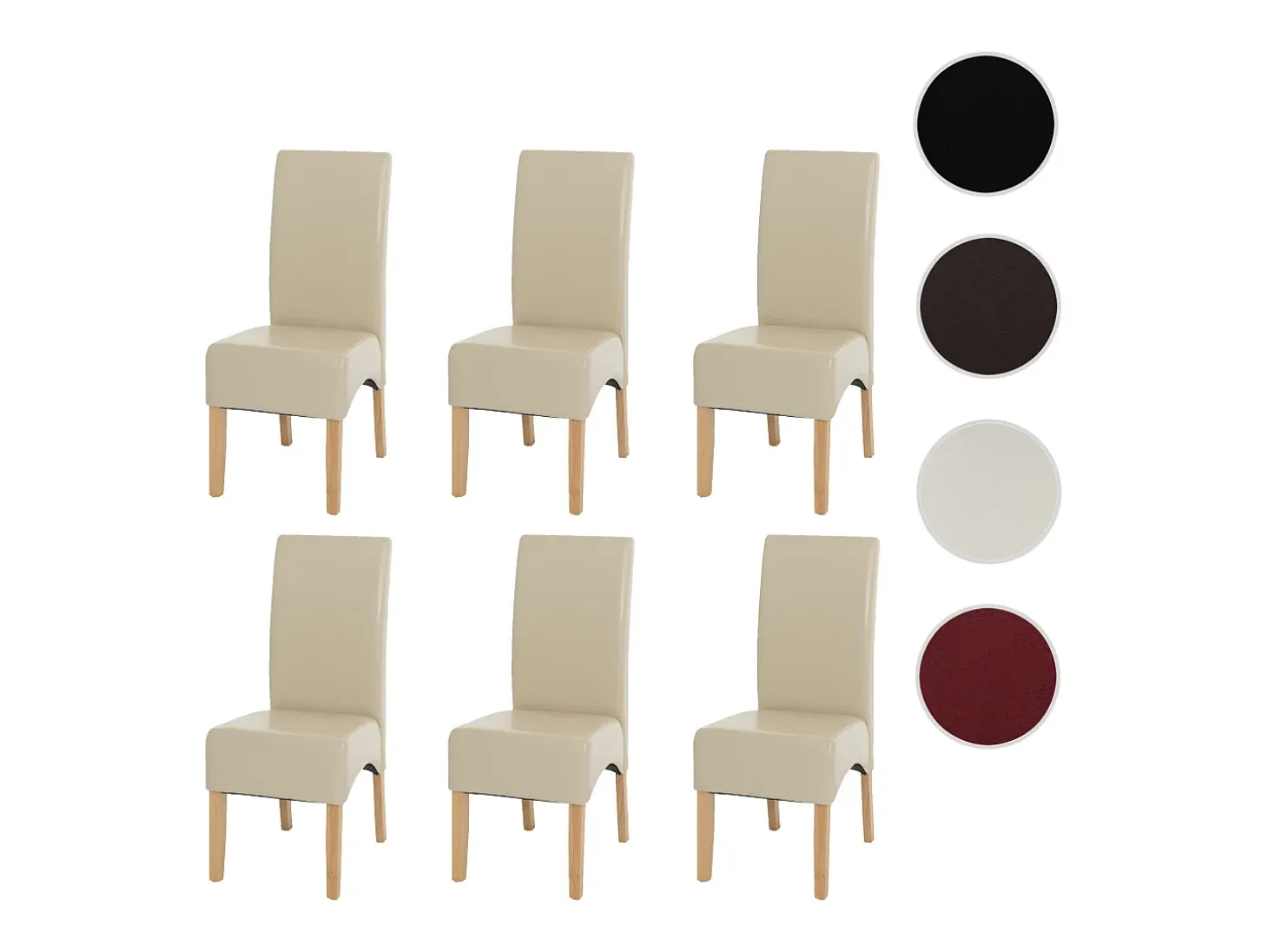 Silla de comedor Crotone (set de 6), crema, patas claras