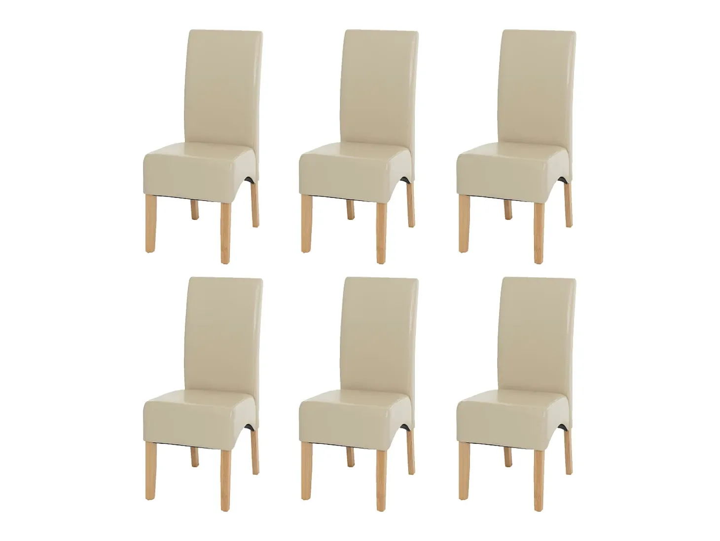 Silla de comedor Crotone (set de 6), crema, patas claras
