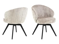Silla de comedor Darlene con reposabrazos chenilla beige.
