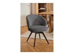 Silla de comedor Darlene con reposabrazos tela gris.