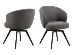 Silla de comedor Darlene con reposabrazos tela gris.