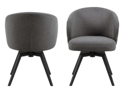 Silla de comedor Darlene con reposabrazos tela gris.
