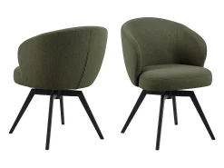 Silla de comedor Darlene con reposabrazos tela verde.