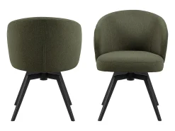 Silla de comedor Darlene con reposabrazos tela verde.
