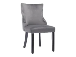Silla de comedor de 1,2 m de terciopelo gris con botones capitoné y estructura de madera maciza, color gris (juego de 2)