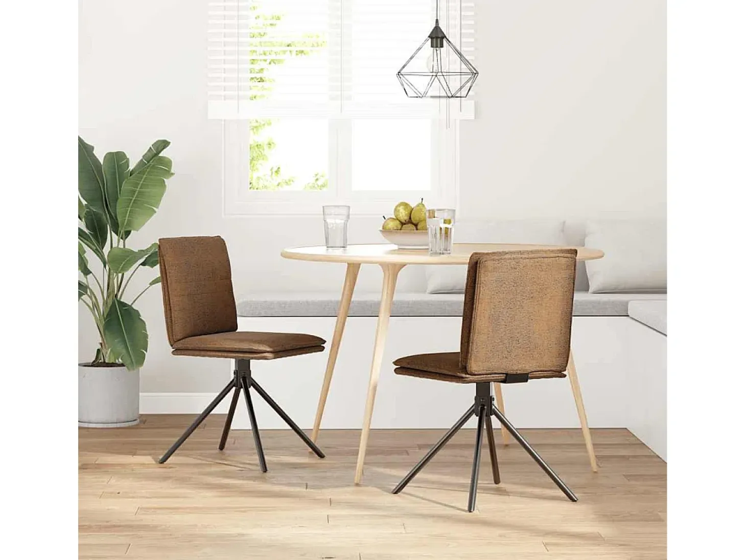 Silla de comedor de ante sintético marrón