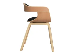 Silla de comedor de cuero sintético y madera curvada negro