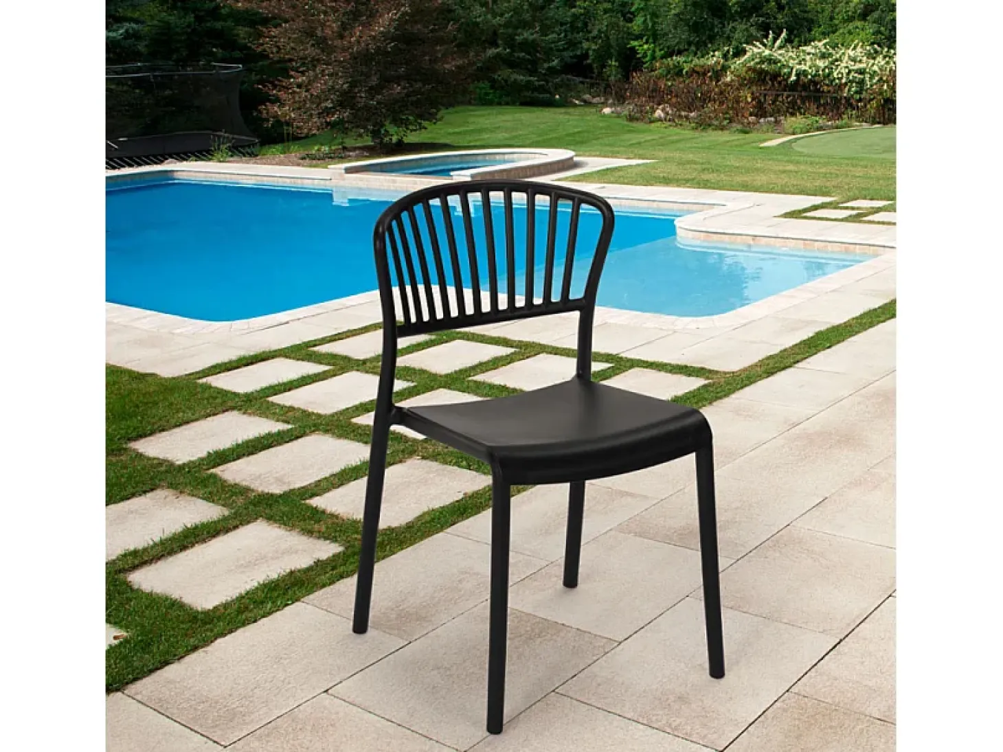 Silla de comedor de diseño moderno para interiores y exteriores Vivienne - Negro