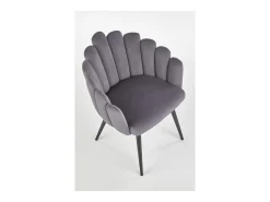 Silla de comedor de diseño en terciopelo gris con patas de acero negro Amboise