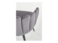 Silla de comedor de diseño en terciopelo gris con patas de acero negro Amboise