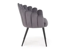 Silla de comedor de diseño en terciopelo gris con patas de acero negro Amboise