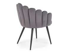 Silla de comedor de diseño en terciopelo gris con patas de acero negro Amboise