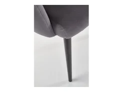 Silla de comedor de diseño en terciopelo gris con patas de acero negro Amboise