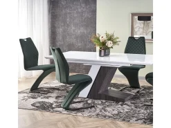 Silla de comedor de diseño en terciopelo verde con base de metal negro VIDAR