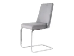Silla de comedor de dos piezas de terciopelo de diseño de lujo con respaldo de diamante y patas de metal plateado, gris (47 x 47 x 90 cm)