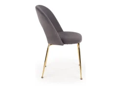 Silla de comedor de estilo vintage en terciopelo gris con patas de acero dorado DATA