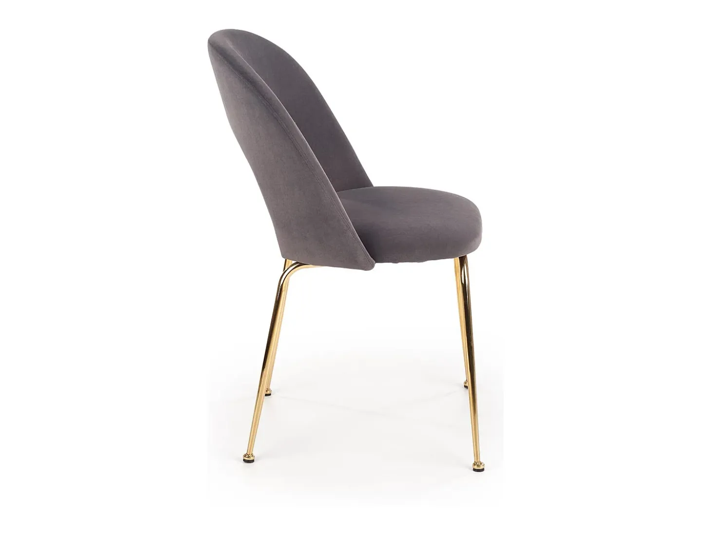 Silla de comedor de estilo vintage en terciopelo gris con patas de acero dorado DATA
