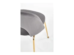 Silla de comedor de estilo vintage en terciopelo gris con patas de acero dorado DATA
