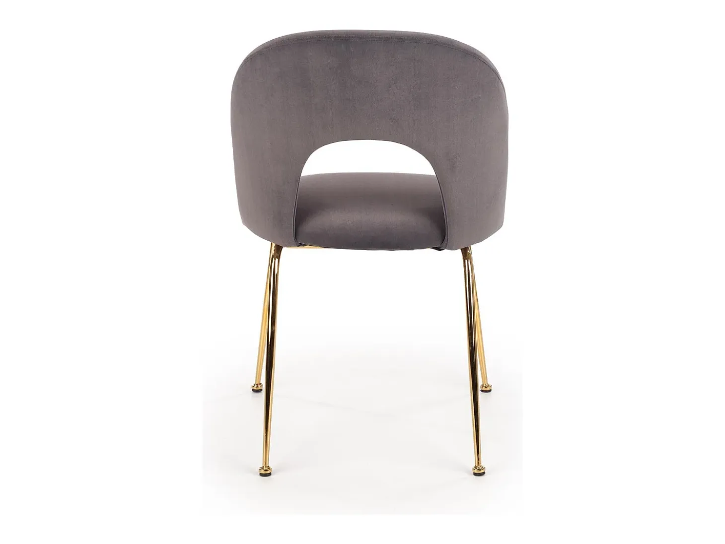Silla de comedor de estilo vintage en terciopelo gris con patas de acero dorado DATA